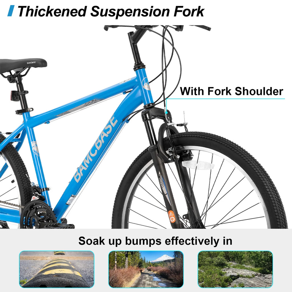 Hiland 26 27.5 29 Inch Mountain Bike, Mens Womens MTB with 21 Speeds, High-Tensile Steel Frame, V Brake, Hardtail Bicycle for Adults
