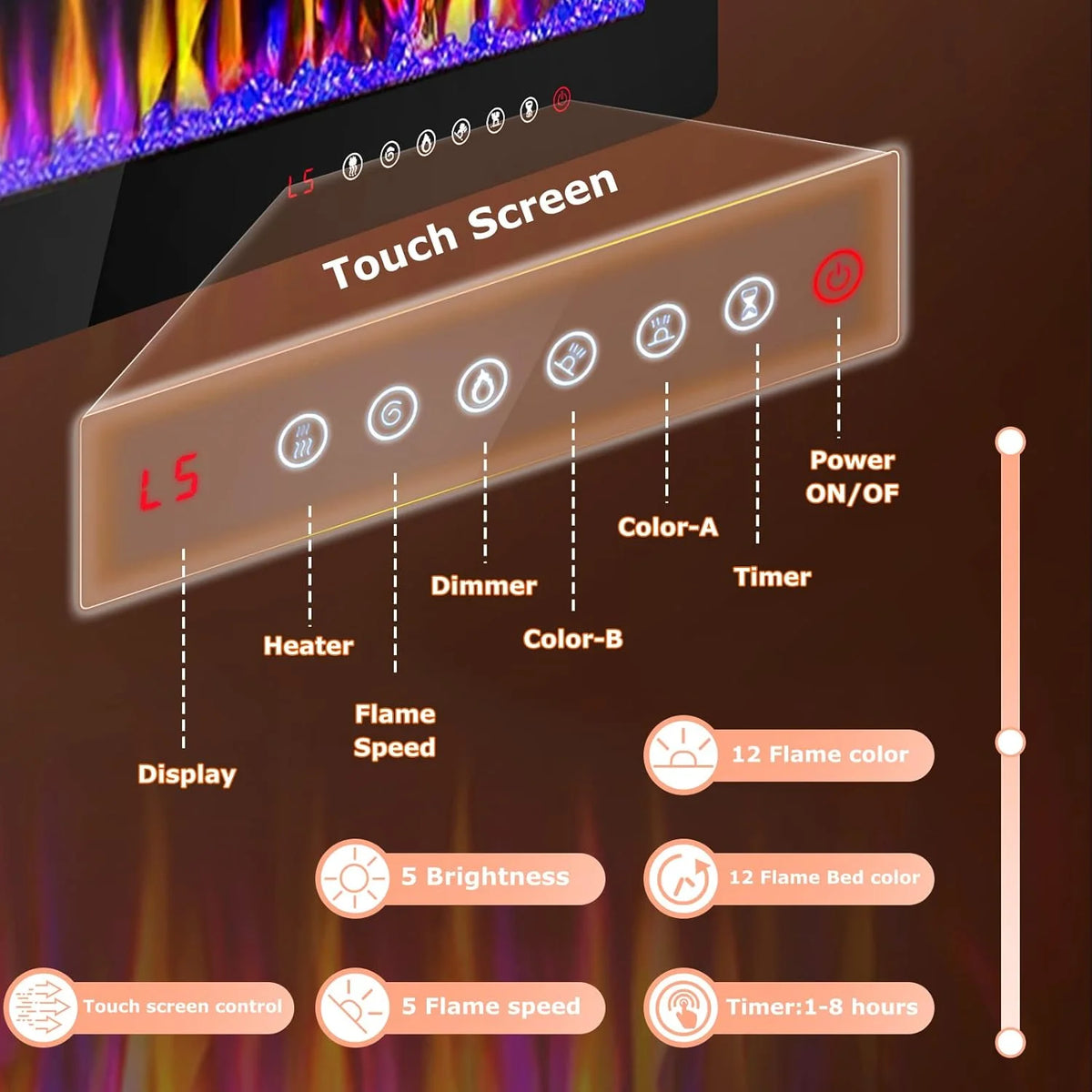 Vitesse Electric Fireplace 50 in 1500 W