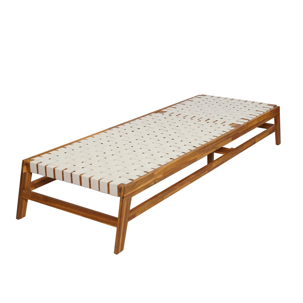 Christopher Knight Home Outdoor Wood Chaise Lounge Chair, Adjustable 4-Position Recliner with Rope Seat, Teak