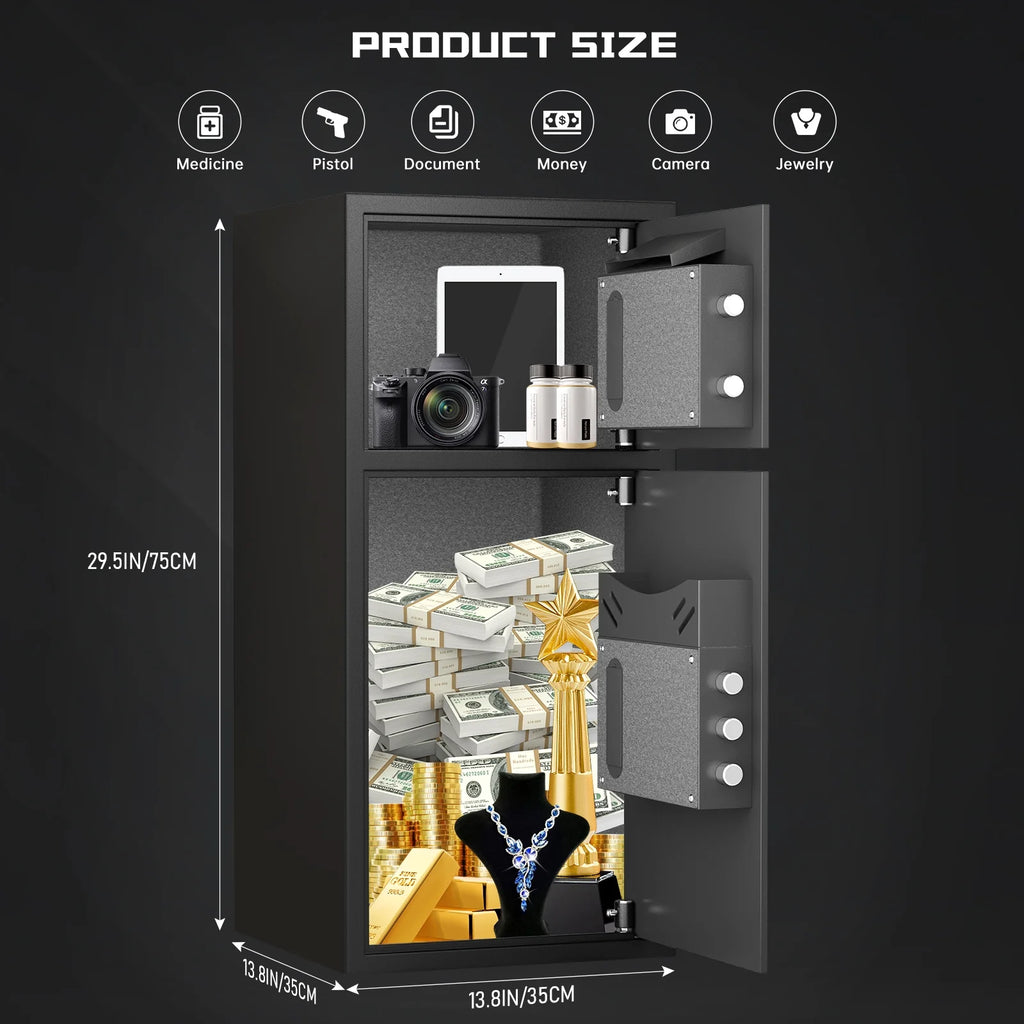 Silkight Safe - 6.0 Cu ft Home Safe Box - Fireproof Safe Depository Drop Safe with Backlit Keypad & Alarm System for Business Home Money Safe