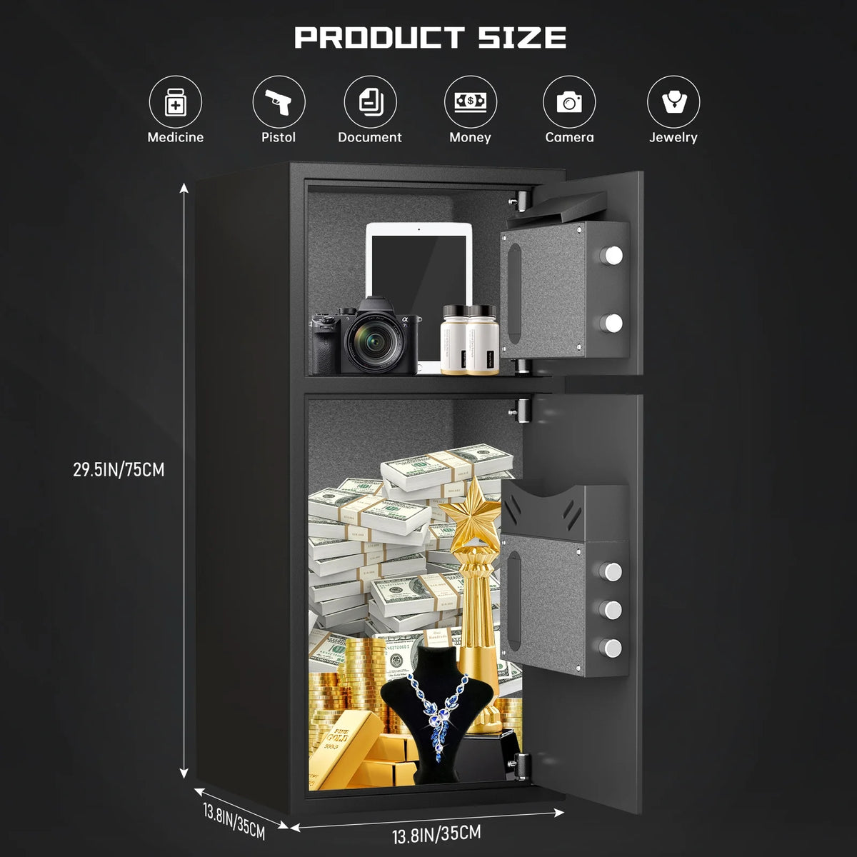Silkight Safe - 6.0 Cu ft Home Safe Box - Fireproof Safe Depository Drop Safe with Backlit Keypad & Alarm System for Business Home Money Safe