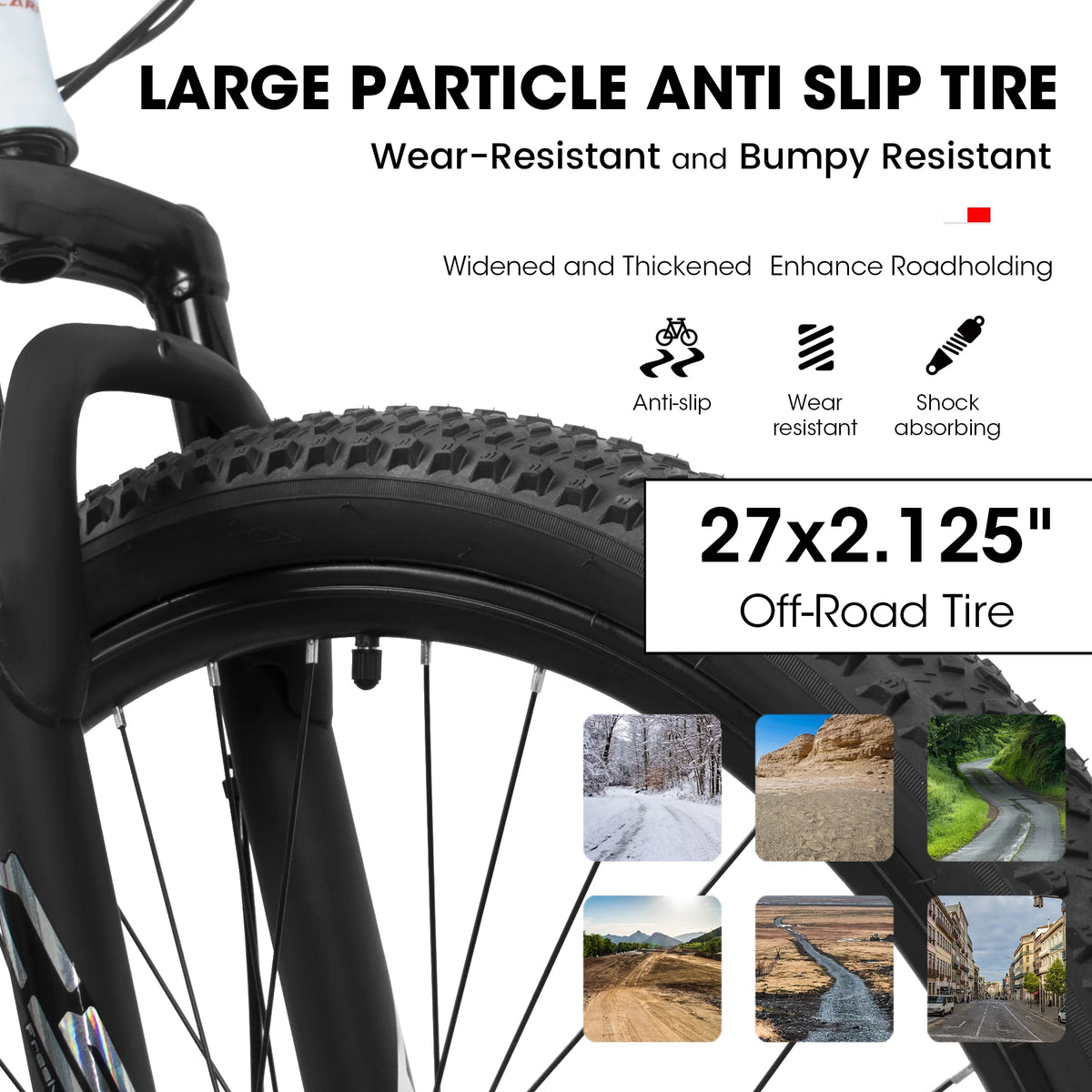 27" Mountain Bike, 21-Speed Dual Disc Brakes with Aluminum Frame �C Black