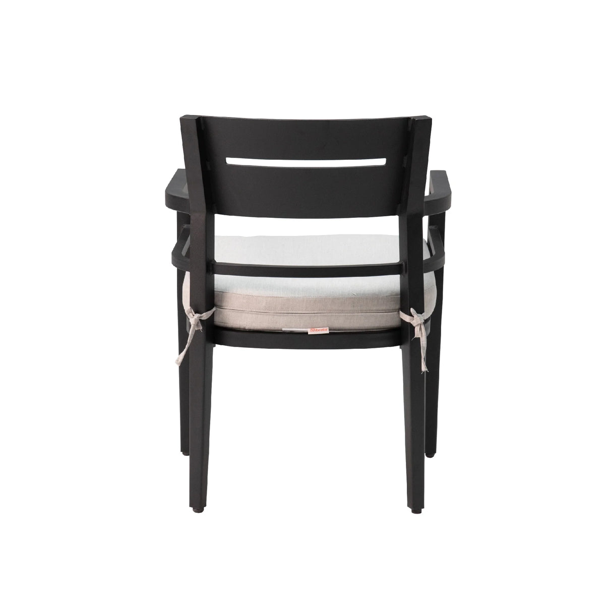 Outdoor Patio K/D Aluminum Stationary Dining Chairs 2PCS with Outdoor-grade Sunbrella Fabric Cushions, Branch-Like Backrest ,FSC-Certified Wood Armrests, Bourbon Brown