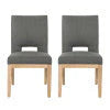 GDF Studio Parkey Contemporary Fabric Upholstered Dining Chairs, Set of 2, Deep Gray and Weathered Natural