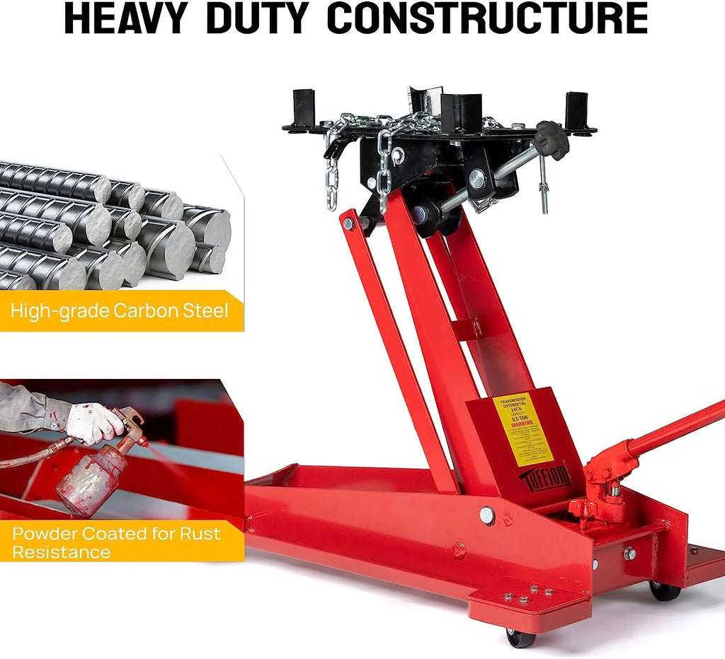 TUFFIOM Hydraulic Transmission Service/Floor Jack Lift 1/2 Ton (1,000 lb) Capacity, Low Profile Roll-Under Floor Trolley, Automotive Shop Tool Hoist Lift Lifting Jack, Red