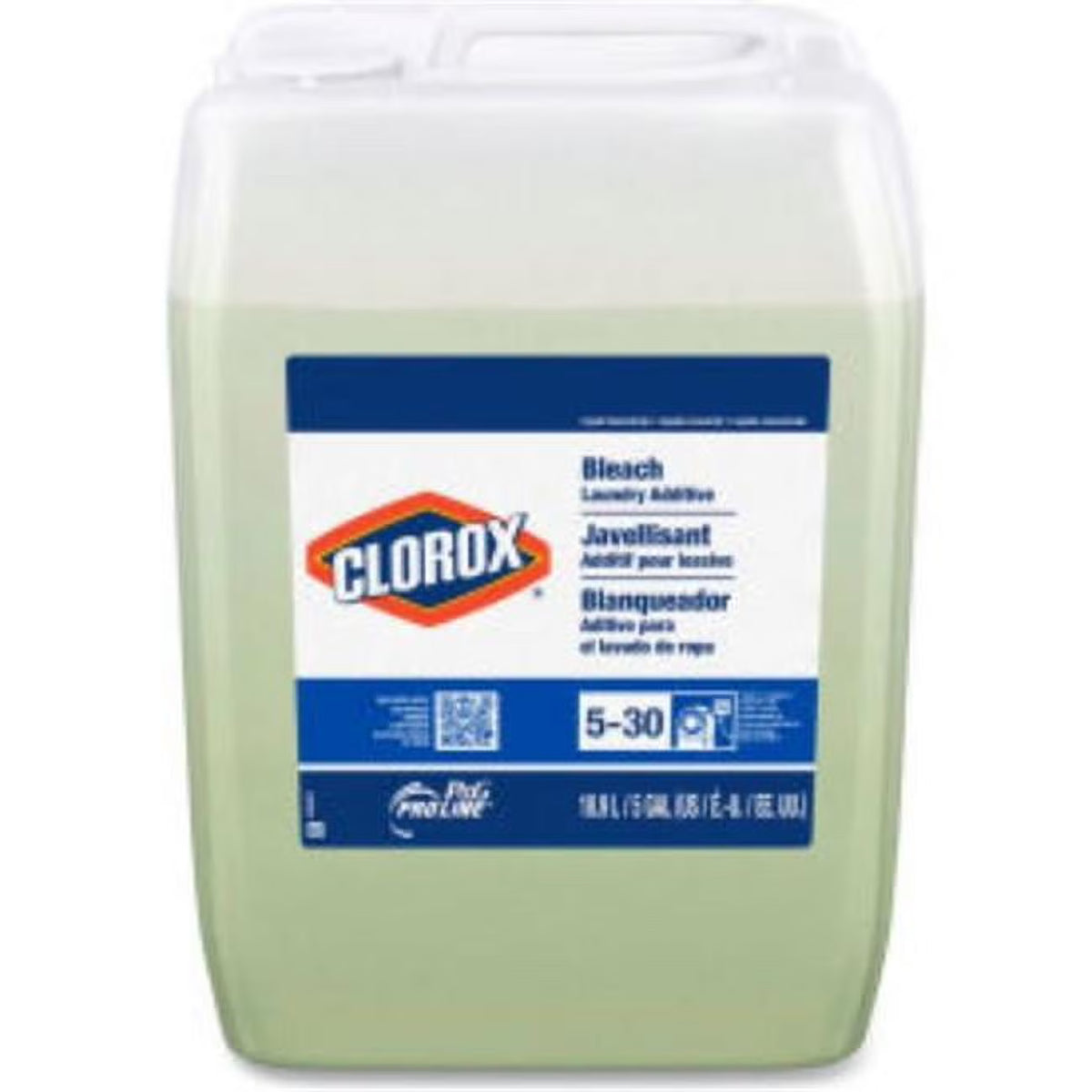 United Stationers Supply B3178254 P&G Pro Line Clorox Bleach Liquid Laundry Additive - Unscented - 5 gal Closed Loop Bottle
