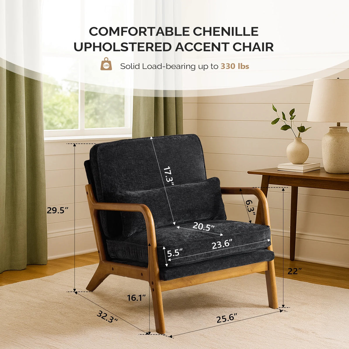 Ktaxon Accent Chair Corduroy Upholstered Armchair, Reading Club Chair with Pillow and Solid Wood Frame for Living Room Bedroom Furniture Off White