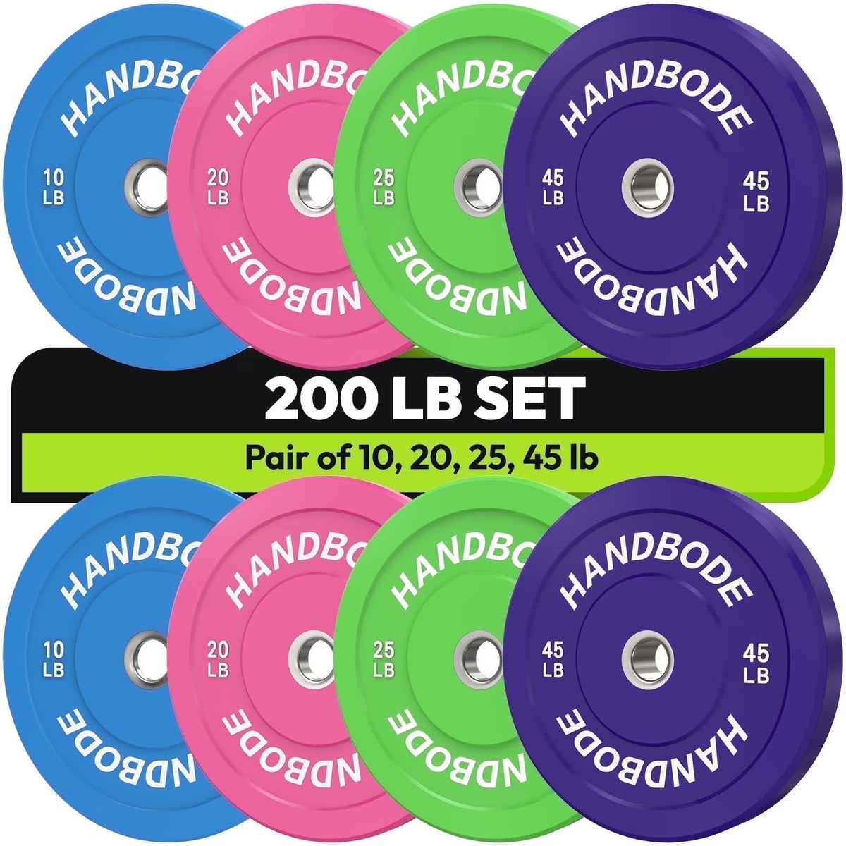 HANDBODE Bumper Plates Olympic Weight Plates, Colored Rubber plate for Weight Lifting and Strength Training 140LB