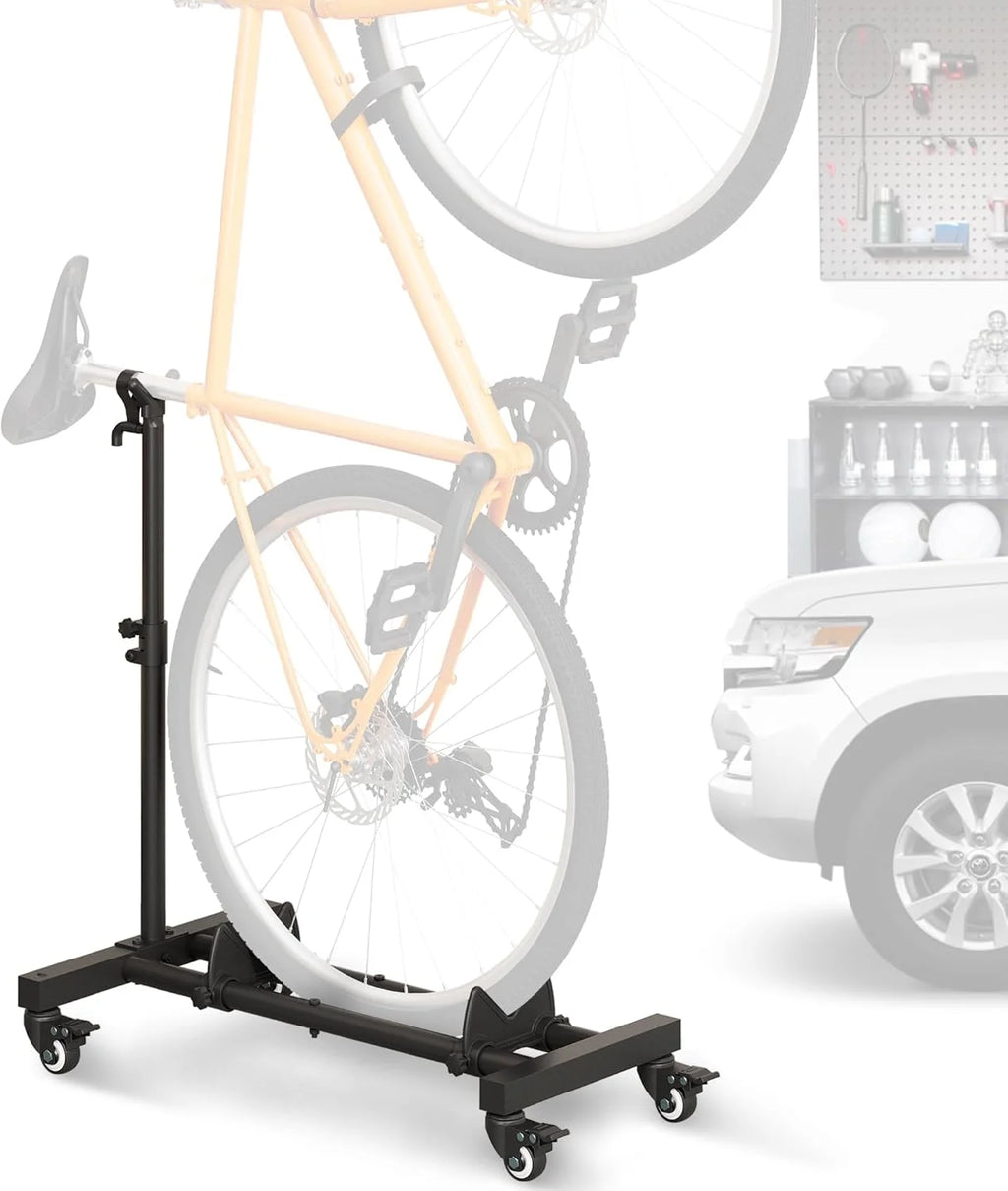 Vertical Bike Stands (2 Pack)��Standing Bike Rack for Garage Floor��Upright Bicycle Floor Stand Indoor Bike Holder with Adjustable Height for Garage & Apartment - for Wheels Sizes up to 29��