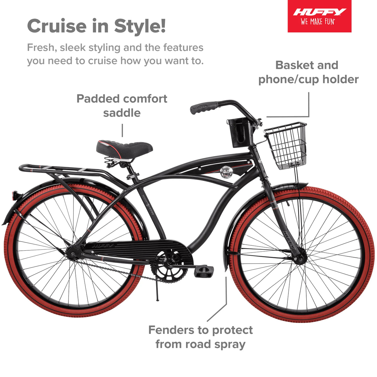 Huffy 26�?Nel Lusso Men's Cruiser Bike, Matte Black