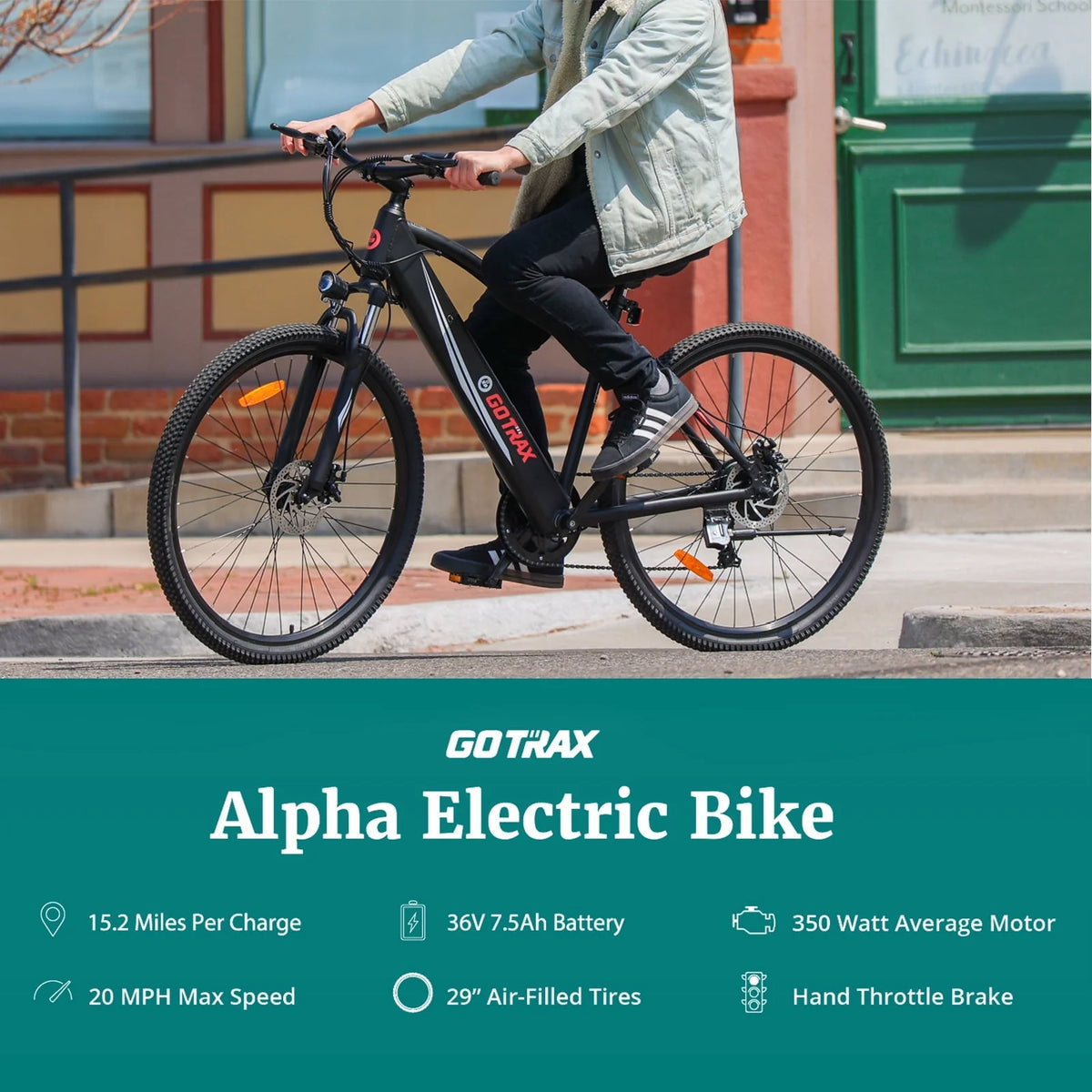 GOTRAX Alpha 29" Electric Mountain Bikes for Adult, 350W 7 Speed Commuter Travel E-Bikes, Orange