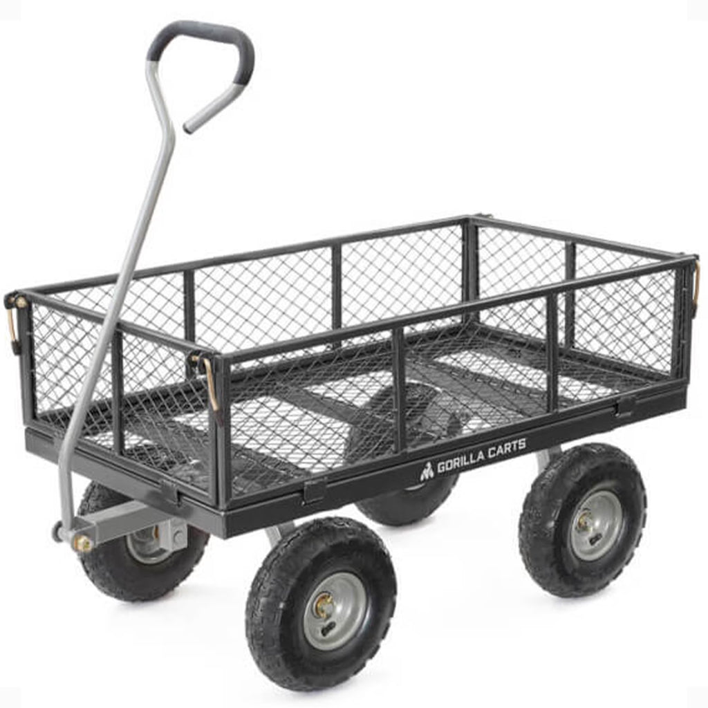 Gorilla Carts Steel Utility Cart with Removable Side Panels, 800 lb Capacity, Black