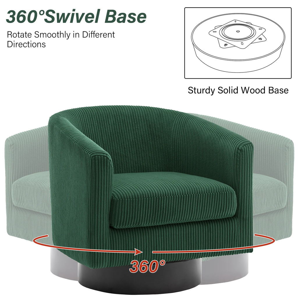 DREAMSIDEA Swivel Barrel Accent Chair for Living Room, Modern Upholstered Round Club Armchair-Cream