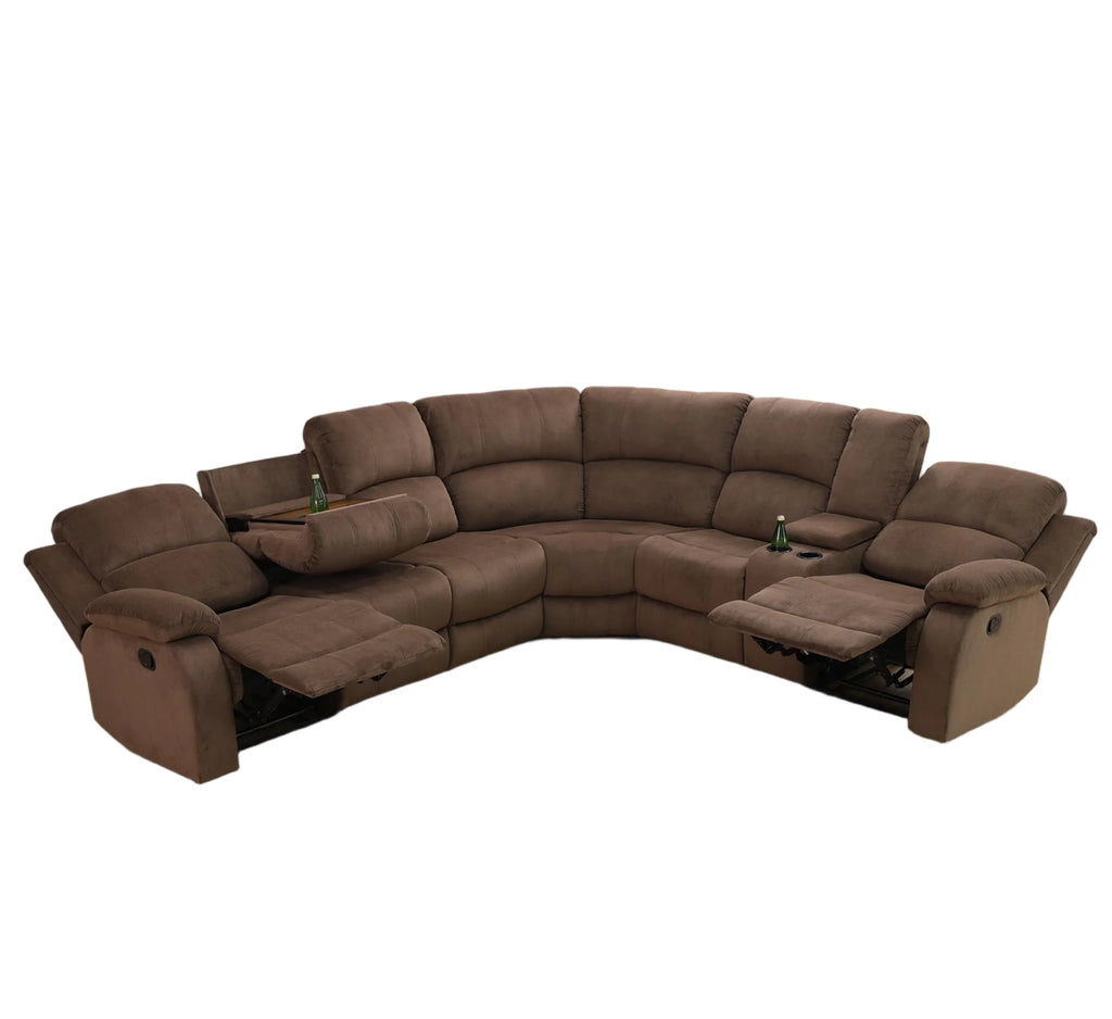 Aukfa 3-Piece Recliner Sofa Set, 6 Seat Sectional Couch with Cup Holders&Storage Console, Gray