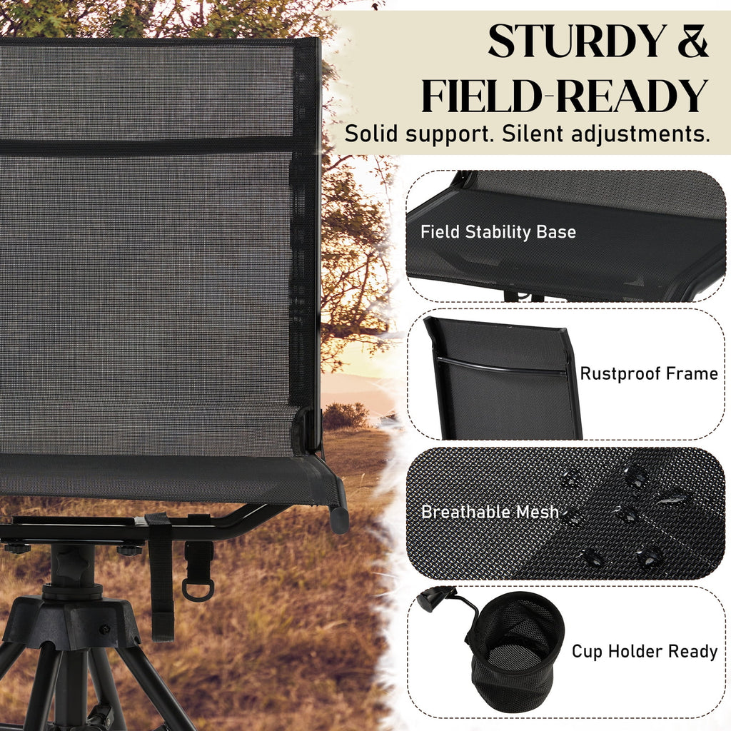 Danrelax 360�� Silent Camo Hunting Blind Chair, Armrests, Side Pouch, Telescopic Legs