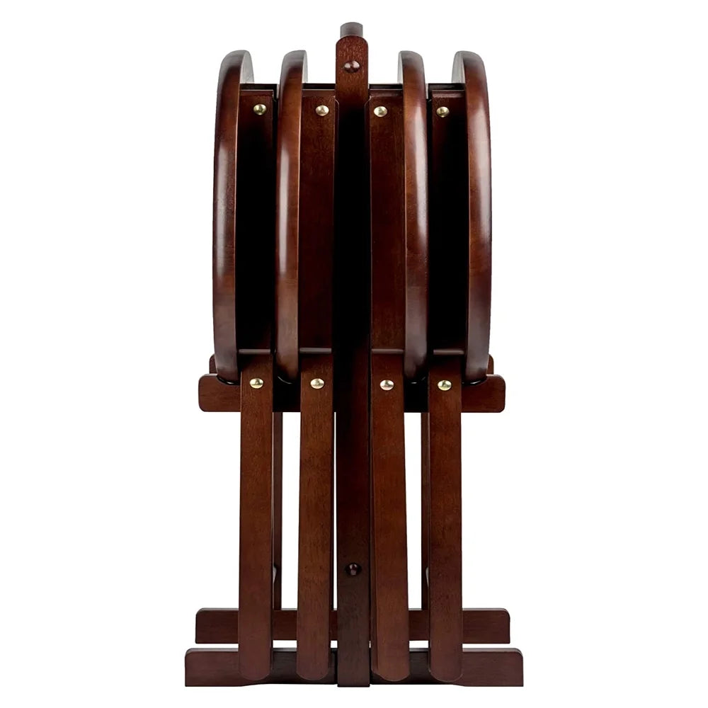 Winsome Nathan 5-Piece Snack Table Set, Oval Tops, Cappuccino Finish