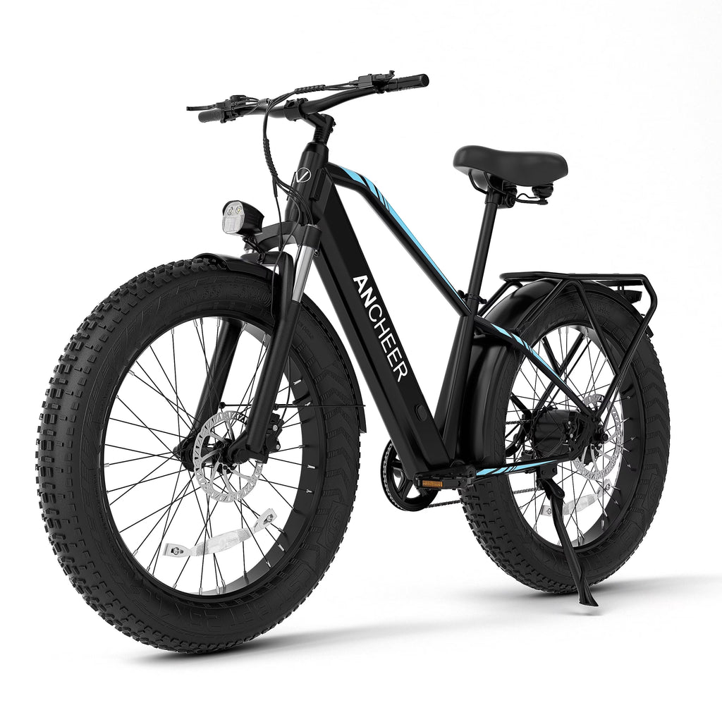ANCHEER Electric Bike for Adults Peak 1000W Electric Bicycle 48V 15AH Battery Electric Bike 26" x 4.0" Fat Tire Mountain 28MPH 7 Speed Gears Electric Bike, Rear Rack,UL2849
