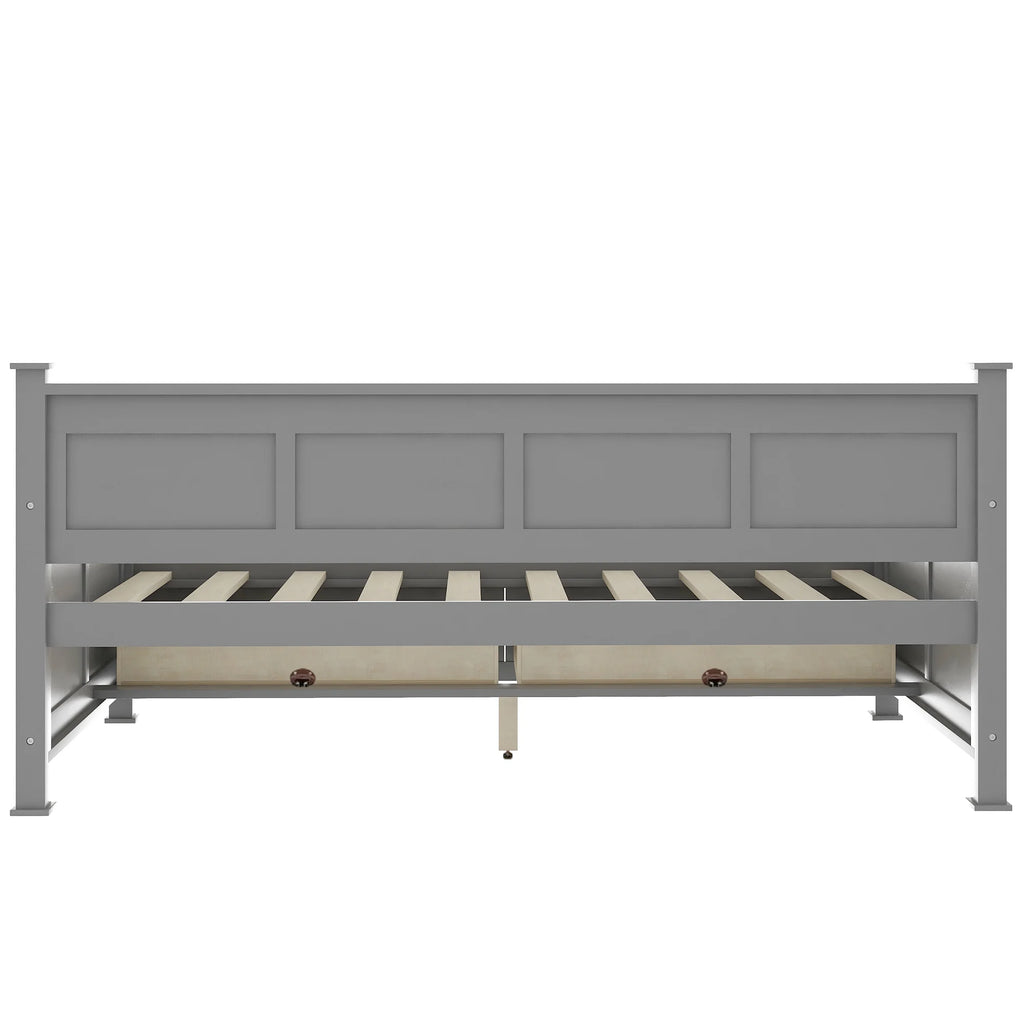 Euroco Twin Size Dayed with 2 Storage Drawers for Bedroom Low Profile Platform Bed, White