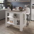 Cterwk Kitchen Island with Open Storage Shelf, Perfect for Living Room, Dining Room, Kitchen, Beige + White