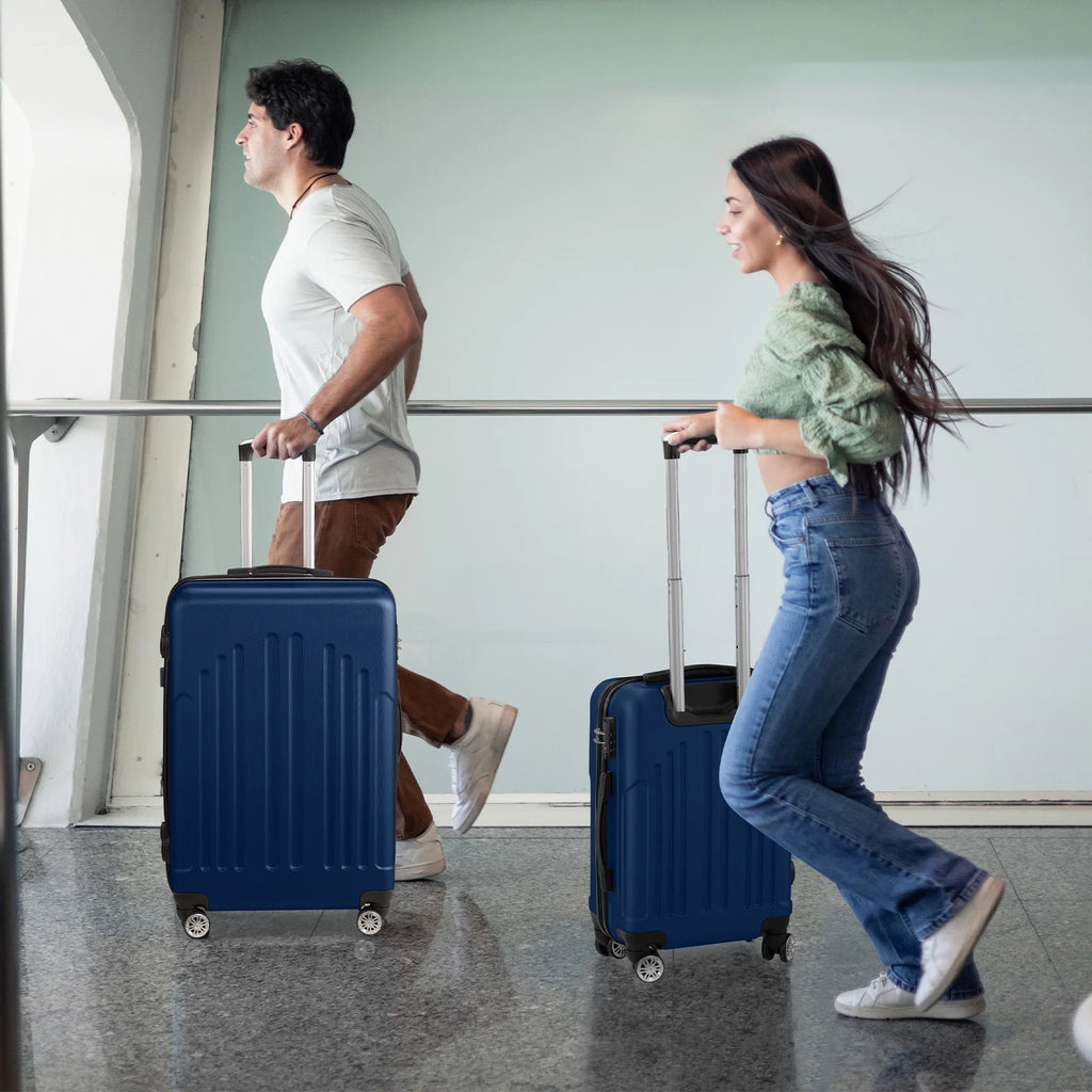 Zimtown 3 Piece Nested Spinner Suitcase Luggage Set With TSA Lock Royal Blue
