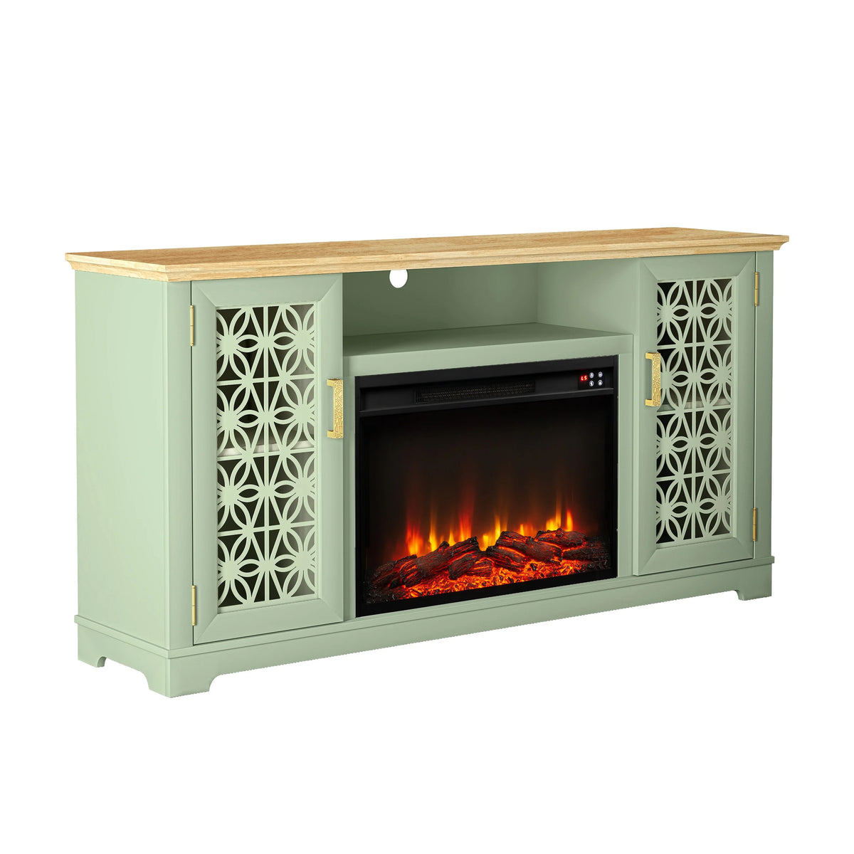 FESTIVO Farmhouse TV Stand with Electric Fireplace for up to 65" TVs -Grey