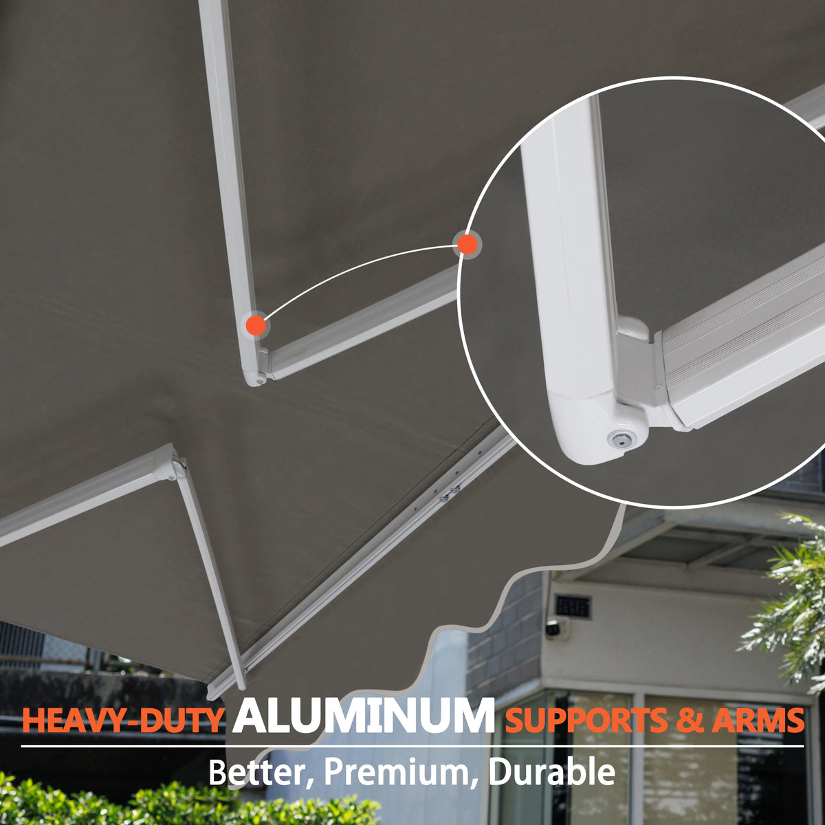 VEIKOUS 8'x7' Retractable Patio Awning Sun Shade Cover with Manual Crank, Beige