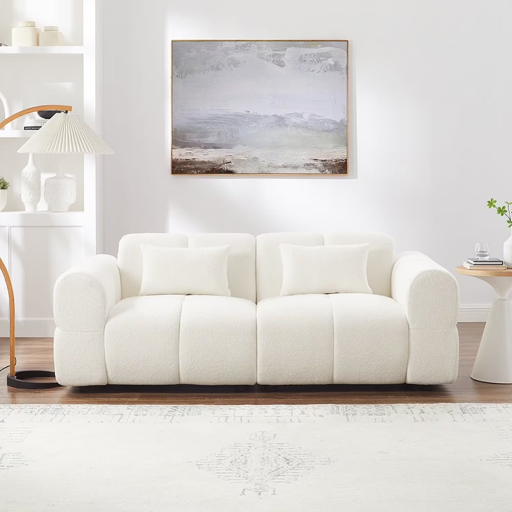 FREEHOMAE 80" Oversized Boucle Sofa Couch,Modern Loveseat,Deep Seat Love Seat,Mid Century Modern Sofa,Cloud Couch for Living Room,Apartment,Office,and Lounge,Black