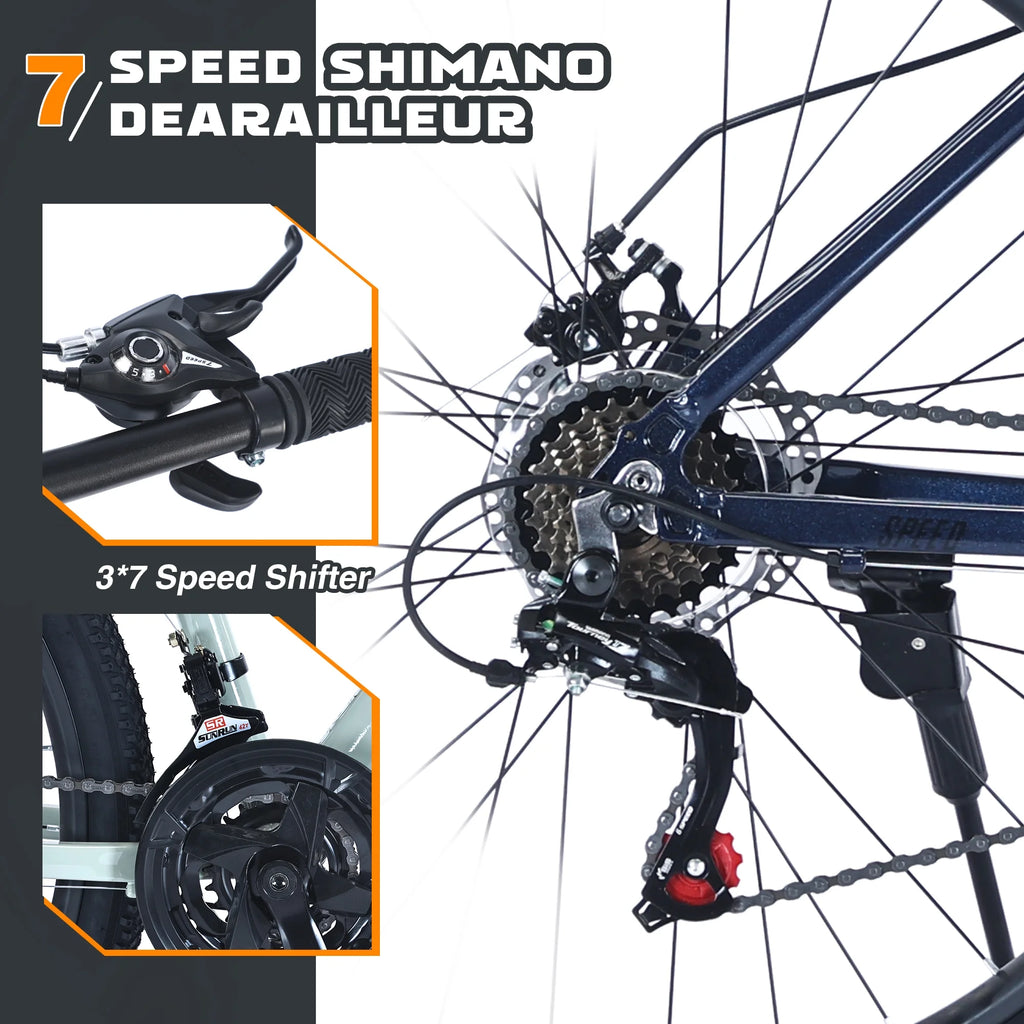 27.5" MTB Mountain Bike for Men - 21-Speed Aluminum Alloy Frame, Front Suspension, Double Disc Brakes | Adult All-Terrain Bicycle