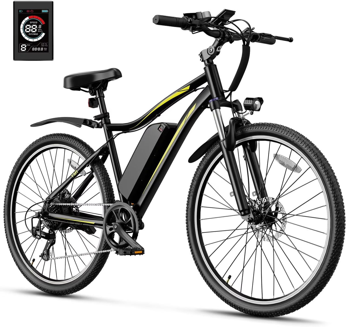 Heybike 27.5'' Electric Bike for Adults, 1200W Peak Brushless Motor, 480WH Removable Battery Electric Mountain Bike, Shimano 7-Speed and Front Fork Suspension UL2849