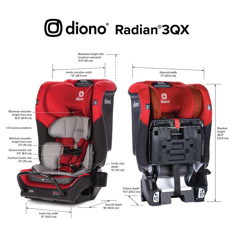 Diono Radian 3QX SafePlus All-in-One Convertible Car Seat. Slim Fit 3 Across. Red
