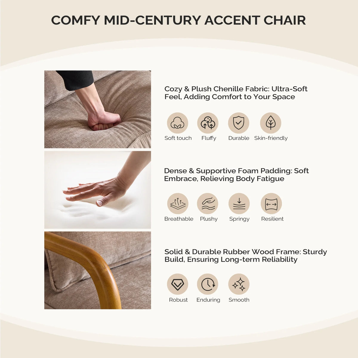 Ktaxon Accent Chair Corduroy Upholstered Armchair, Reading Club Chair with Pillow and Solid Wood Frame for Living Room Bedroom Furniture Off White