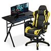 MoNiBloom Portable Standing Laptop Table with Host Rack and Ergonomic Gaming Chair with Footrest Recliner for Home Office