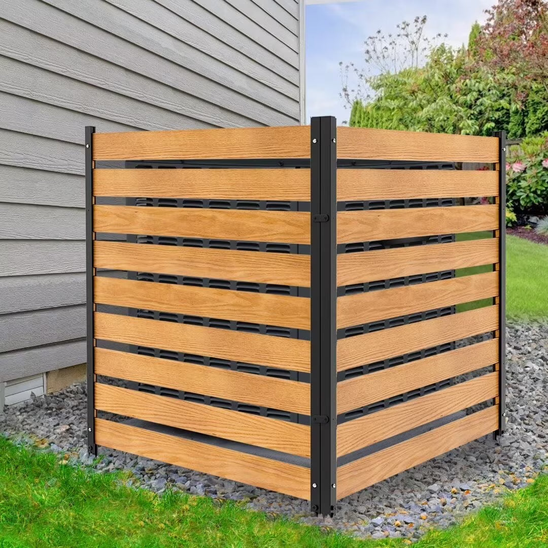 "NAIZEA Air Conditioner Fence, Pool Equipment Enclosure, Trash Can Enclosure, Metal Stake Wood Fence Panel 38"" W x 60"" H"