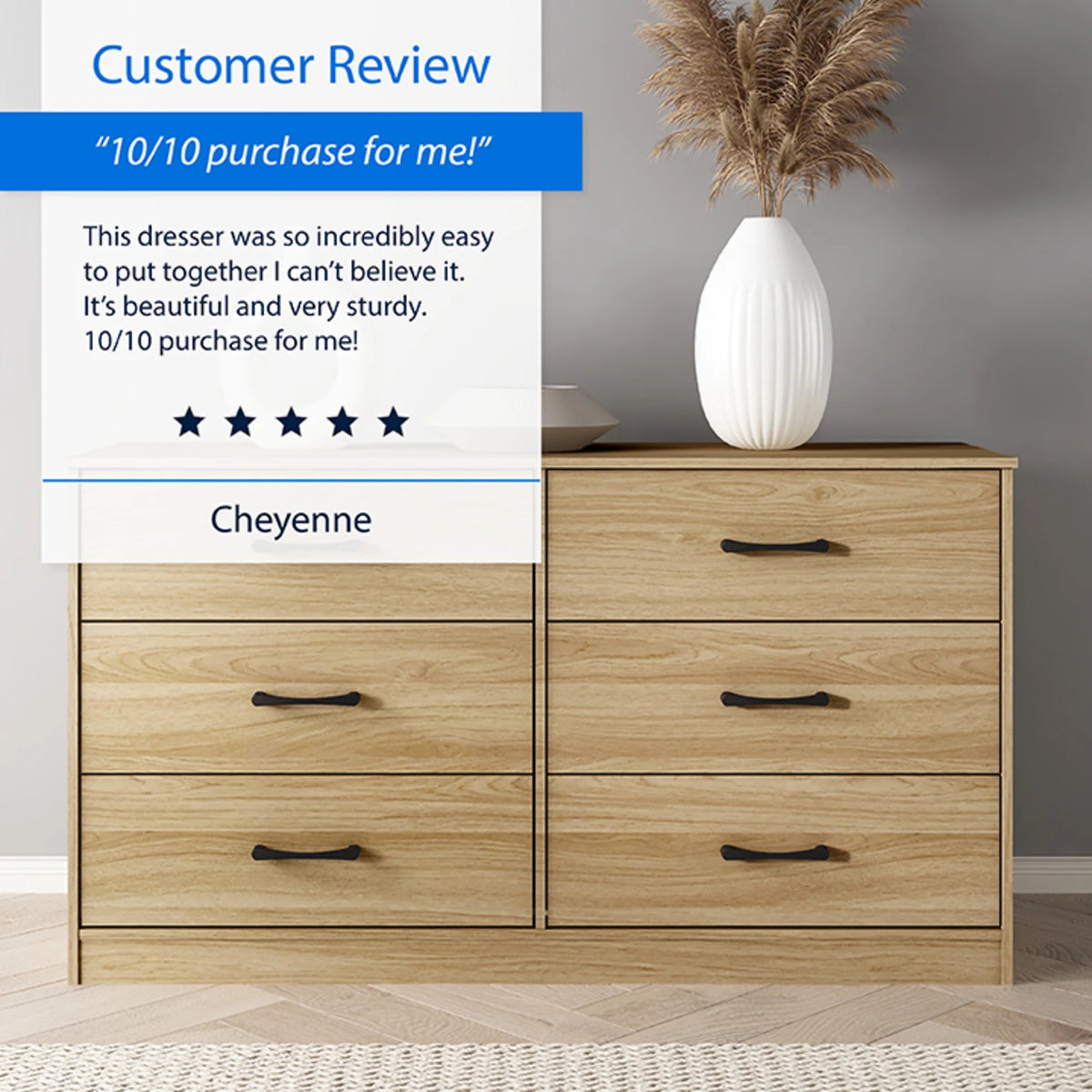 Mainstays Ardent 6 Drawer Dresser, White