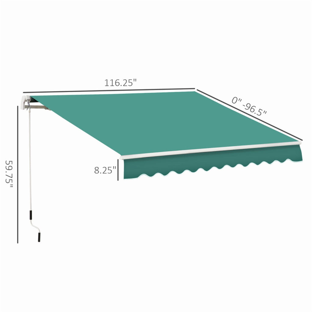 Retractable Awning, Patio Awnings, Sunshade Shelter w/ Manual Crank Handle On-Site