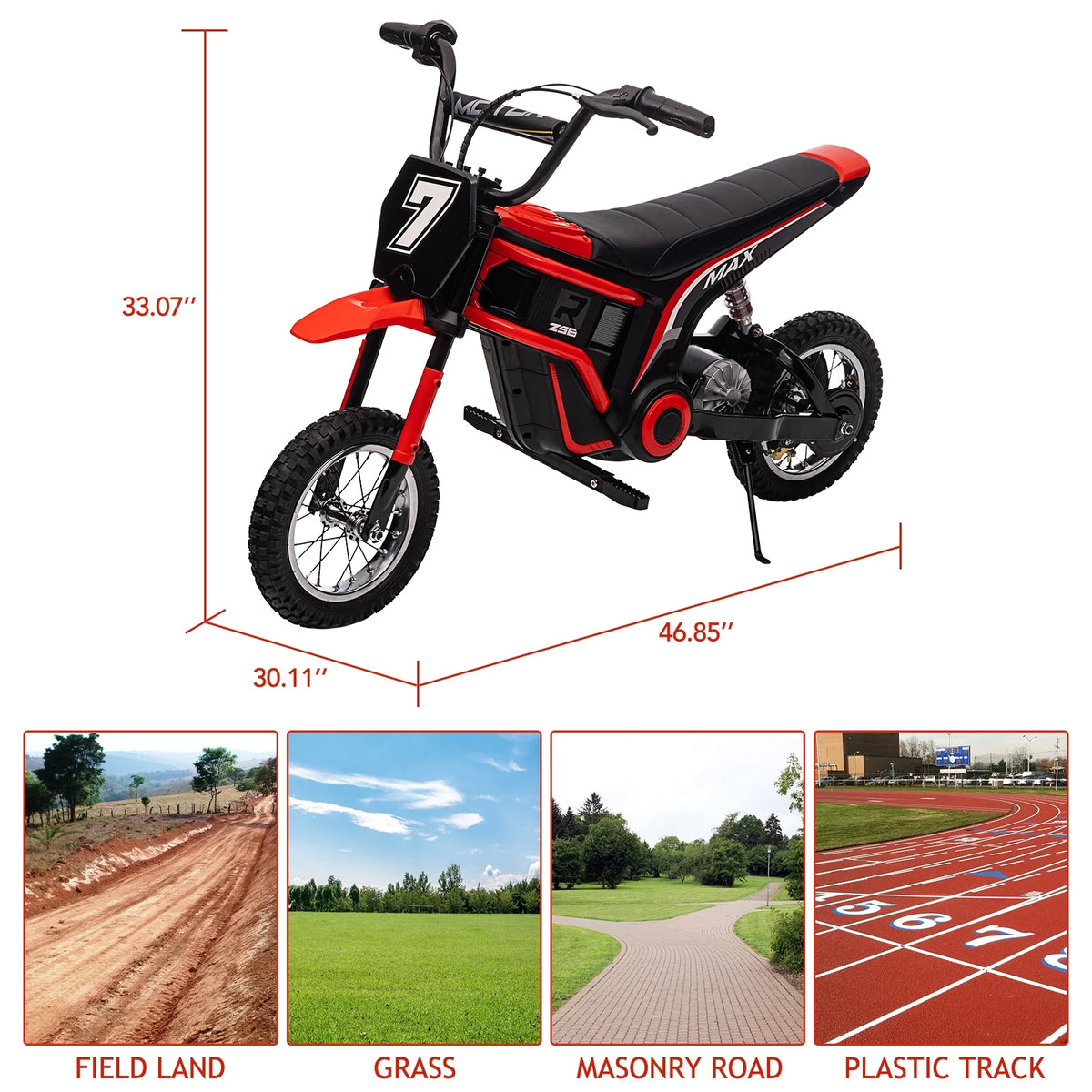 Kids Electric Dirt Bike,Electric-Powered Bike,2 Speed Settings,14.29 MPH Max,All-Terrain Electric Motorcycle for Ages 6-12,High-Speed Electric Dirt Bike for Kids,24V 350W