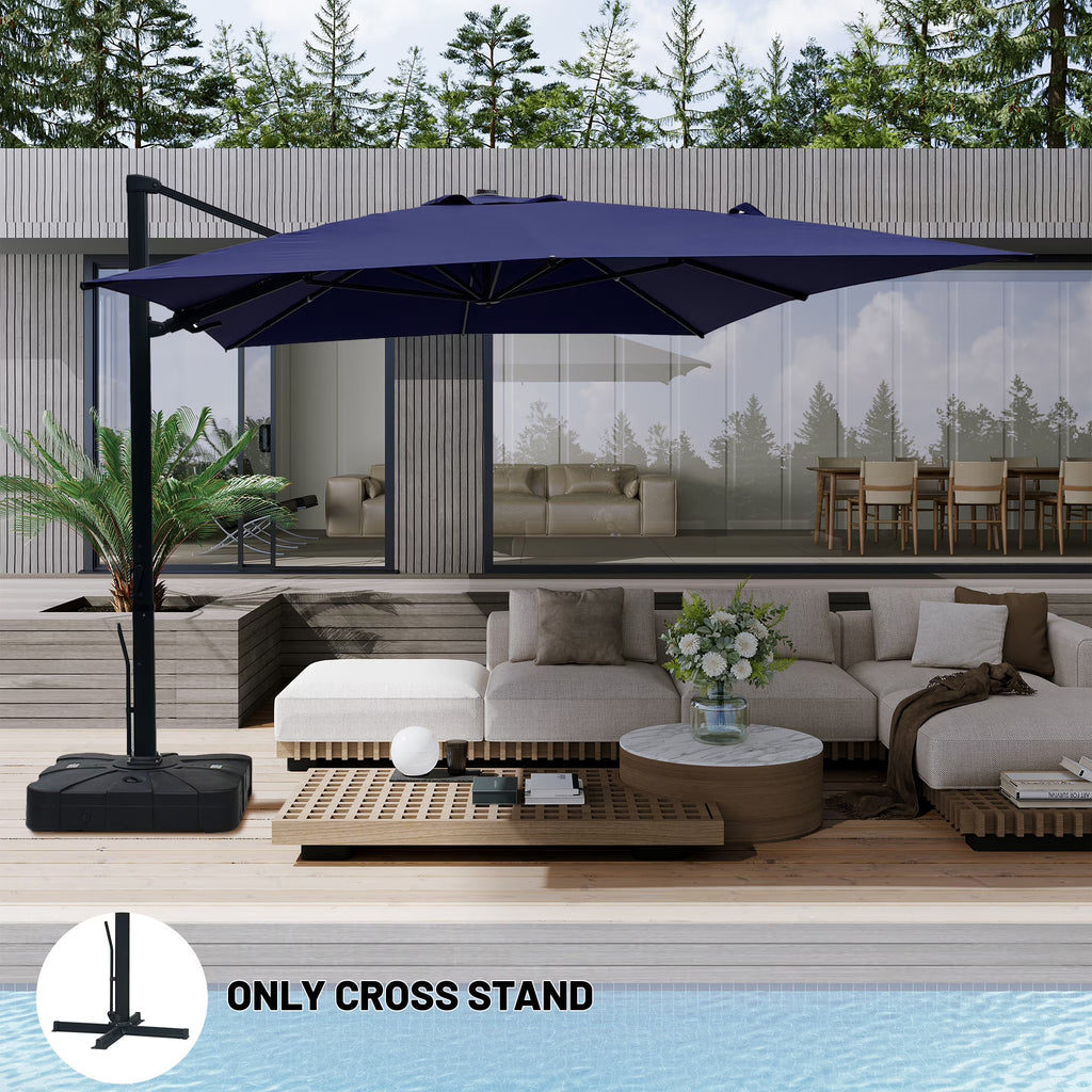 Boyel Living 10 x 13 FT Rectangle Patio Offset Umbrella Outdoor Large Cantilever Umbrella Heavy Duty Sun Umbrella, Gray(Without Base)