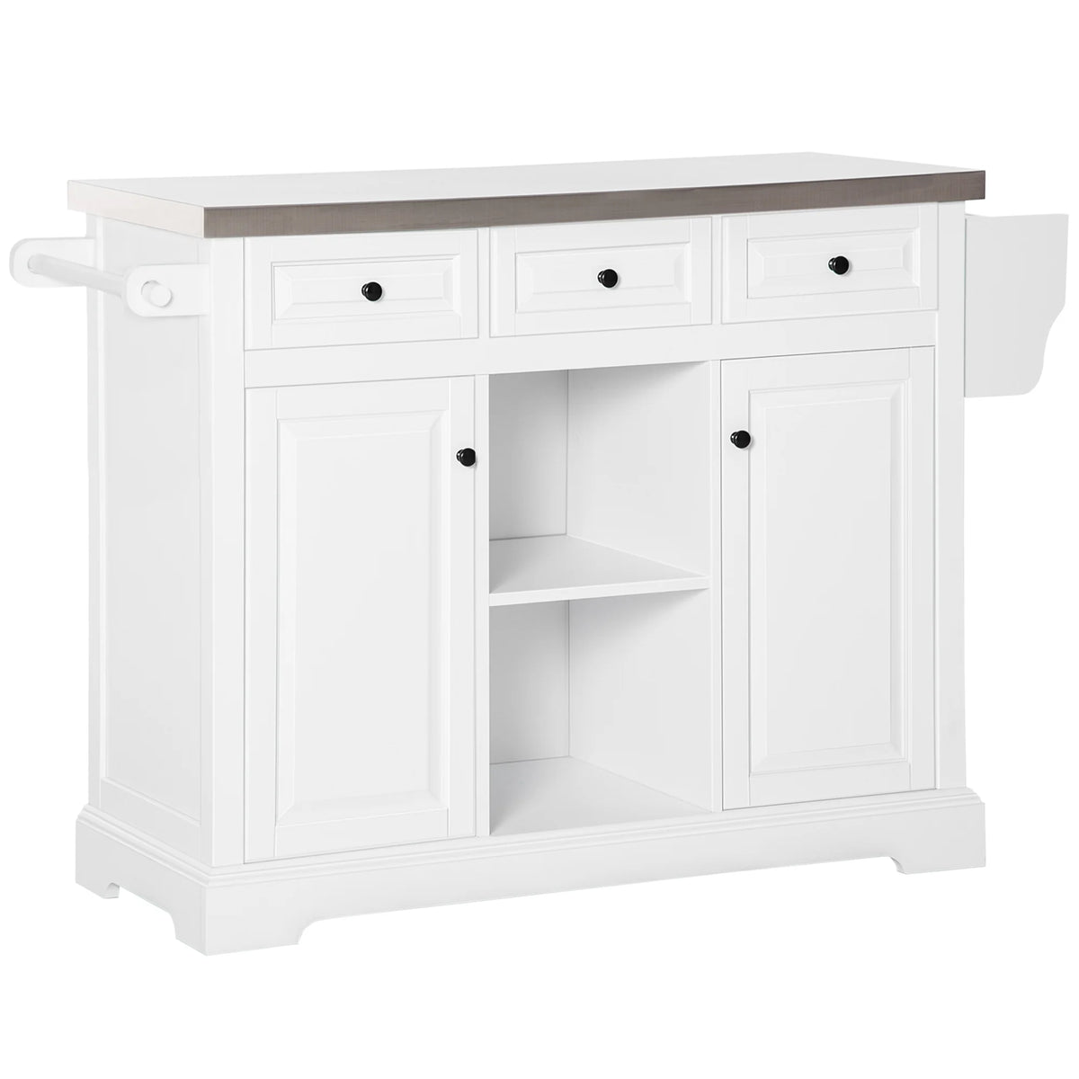 HOMCOM Rolling Kitchen Island on Wheels with Stainless Steel Top, Spice Rack & Drawers, Utility Portable Multi-Storage Cart on Wheels, Gray