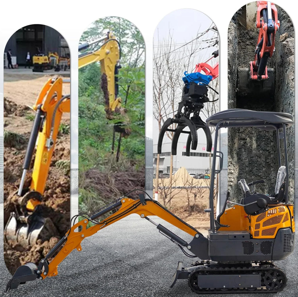 MS15PRO 1.5 Tons Crawler Small Digger Hydraulic Excavator with Bucket Hydraulic Thumb Clip, Bilateral Hydraulic Pilot, 13.5 HP EPA Gasoline Engine Trencher Digger Machine for Factory, Garden, Farms,