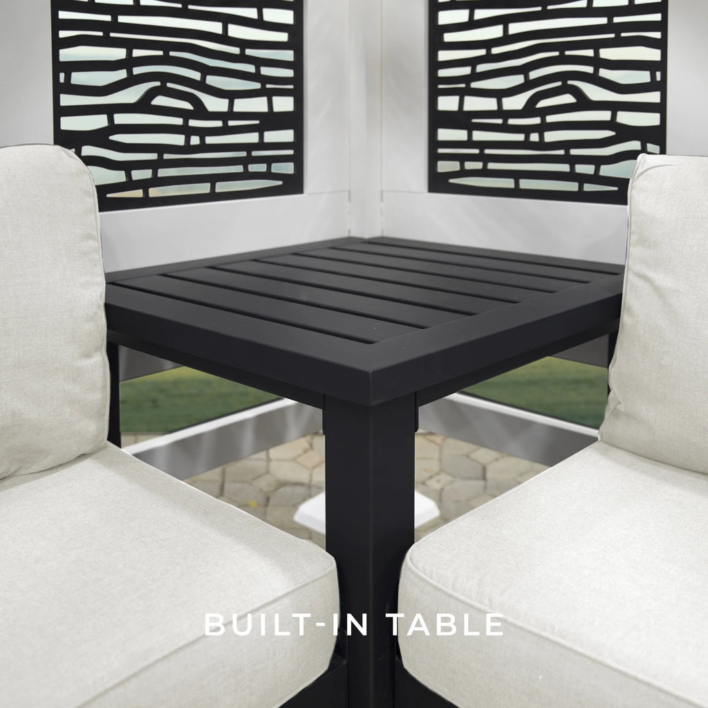 Backyard Discovery Ridgedale 12x8' Galvanized Steel Cabana Corner Pergola, Canopy, Seating