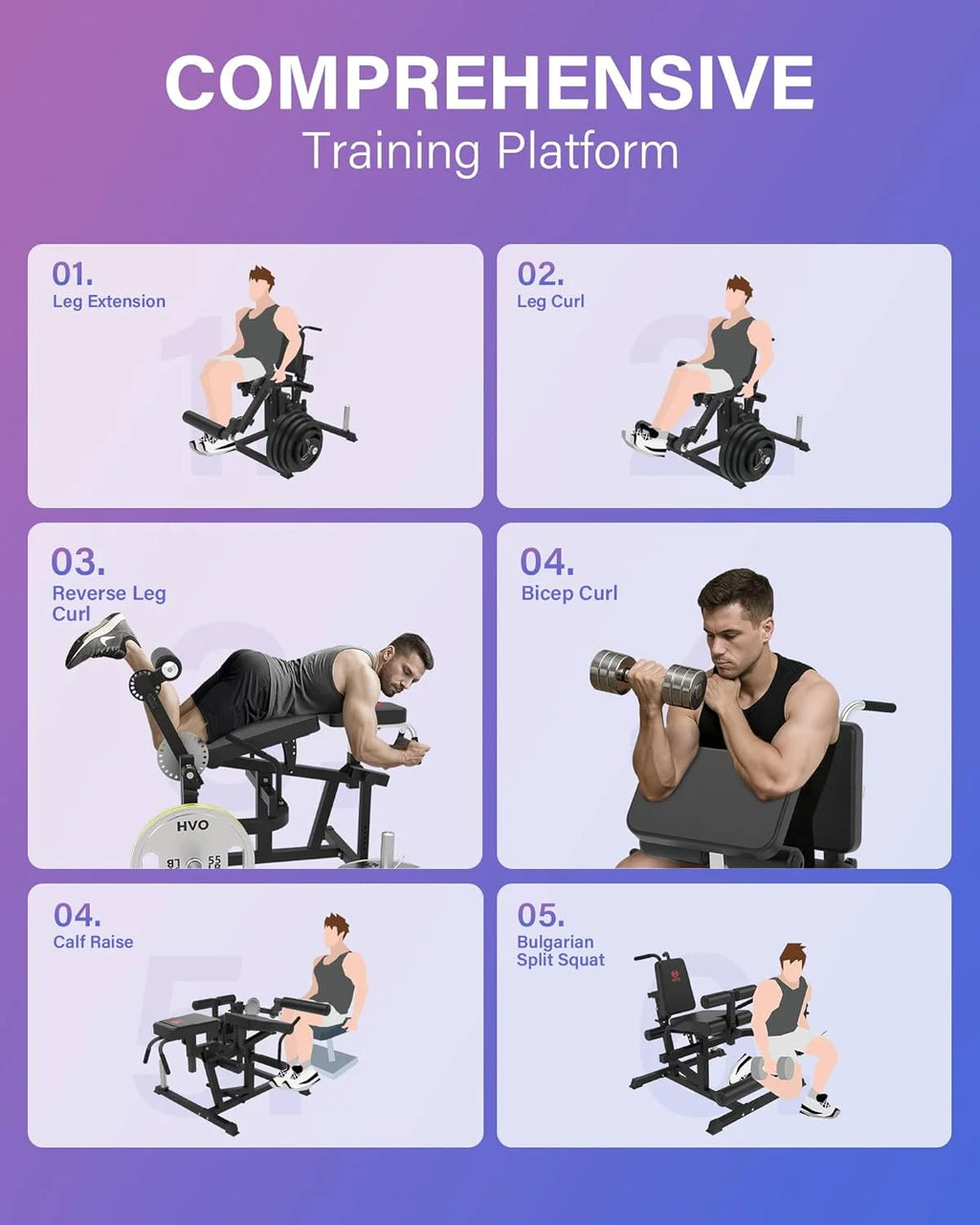 HVO Leg Extension and Curl Machine - Leg Extension Machines for Home Gym Leg Hamstring Workout Lying Seated Adjustable