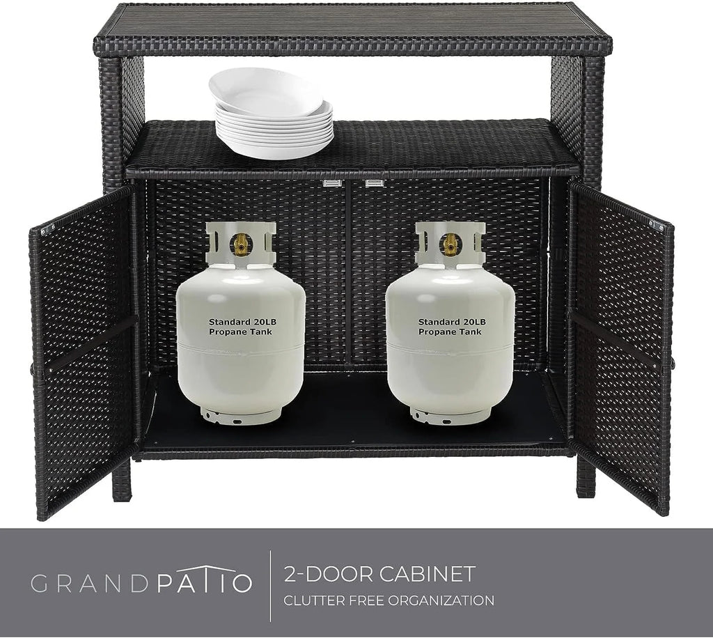 Grand Patio Dylan Outdoor Wicker 2-Door Storage Cabinet, Brown