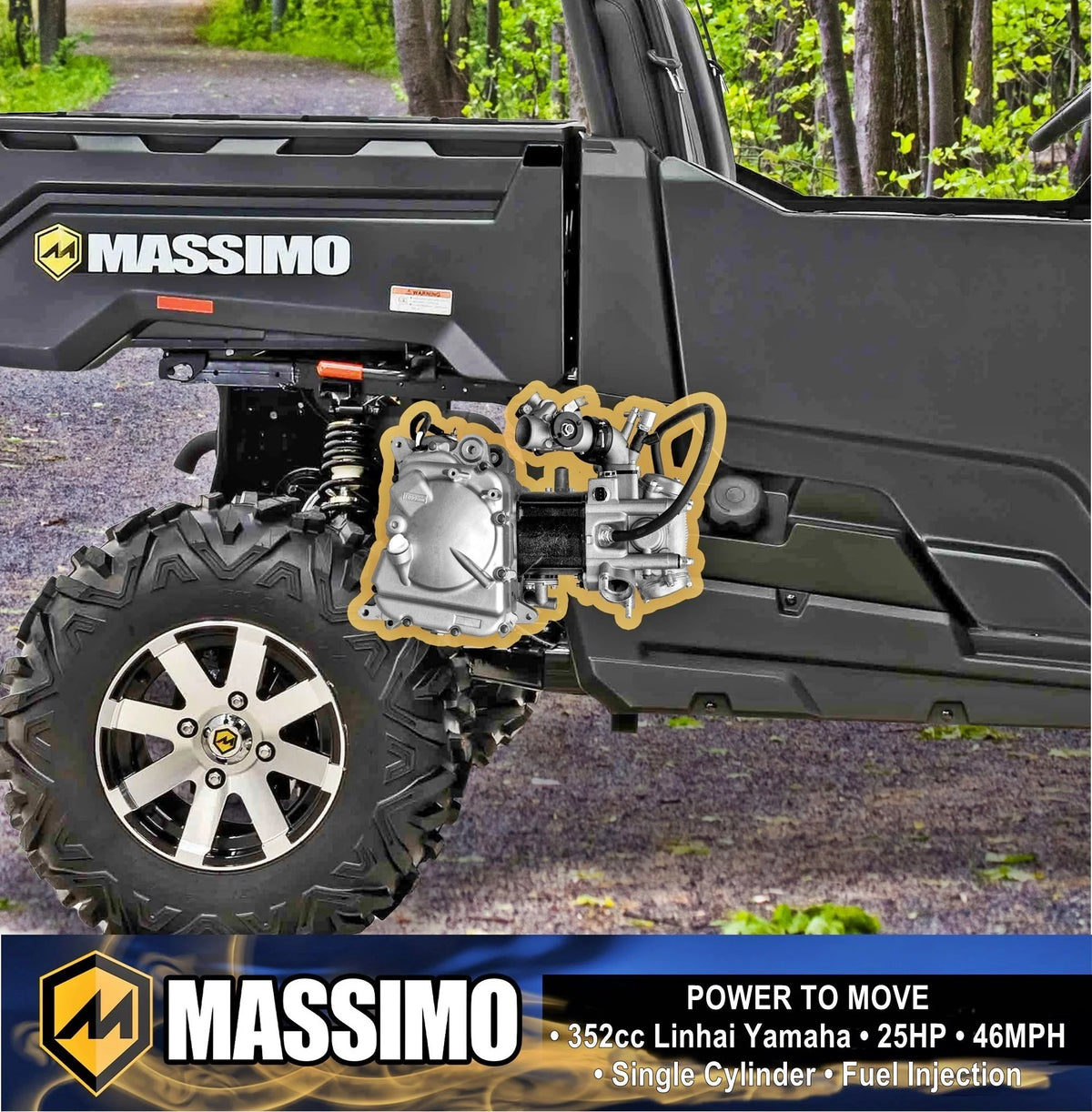Massimo Buck 450 Side by Side UTV, EFI, 4 Stroke, 325cc, 25.5 HP, 4X4, 3000lb Winch - Red