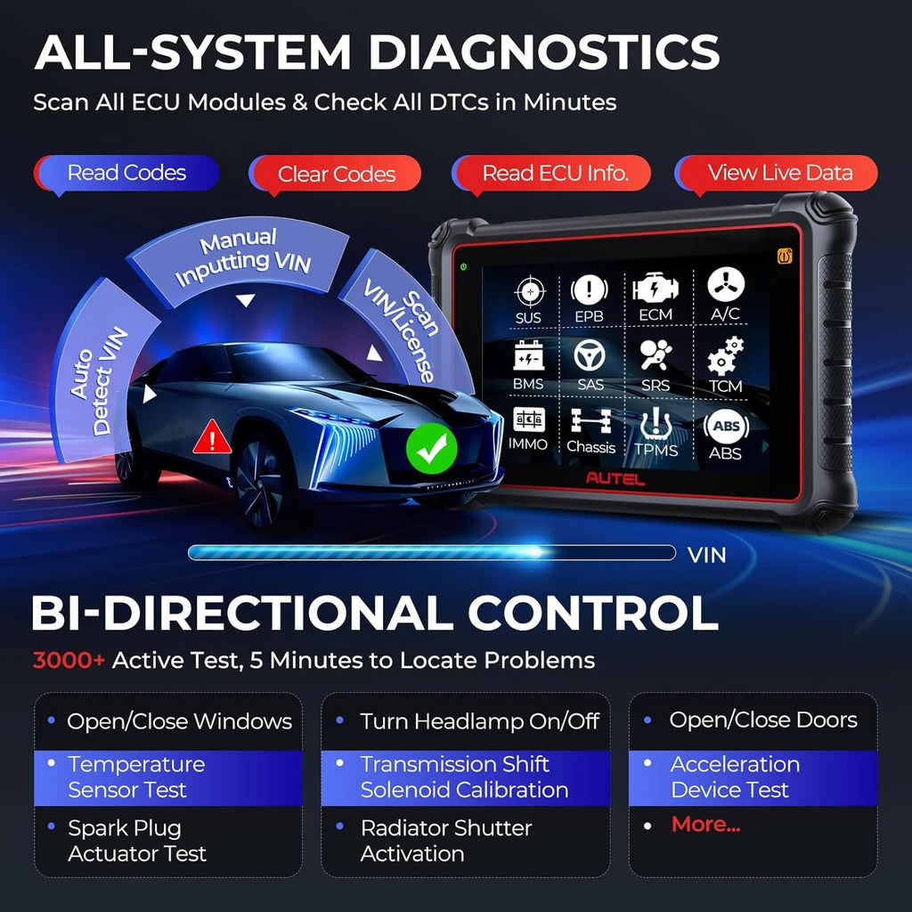 Autel Scanner MaxiPRO MP900TS Car Diagnostic Bidirectional Scan Tool,  DoIP/CAN-FD, 40+ Service, TPMS Programming Relearn, OE ECU Coding Upgrade of MP808S-TS MS906TS