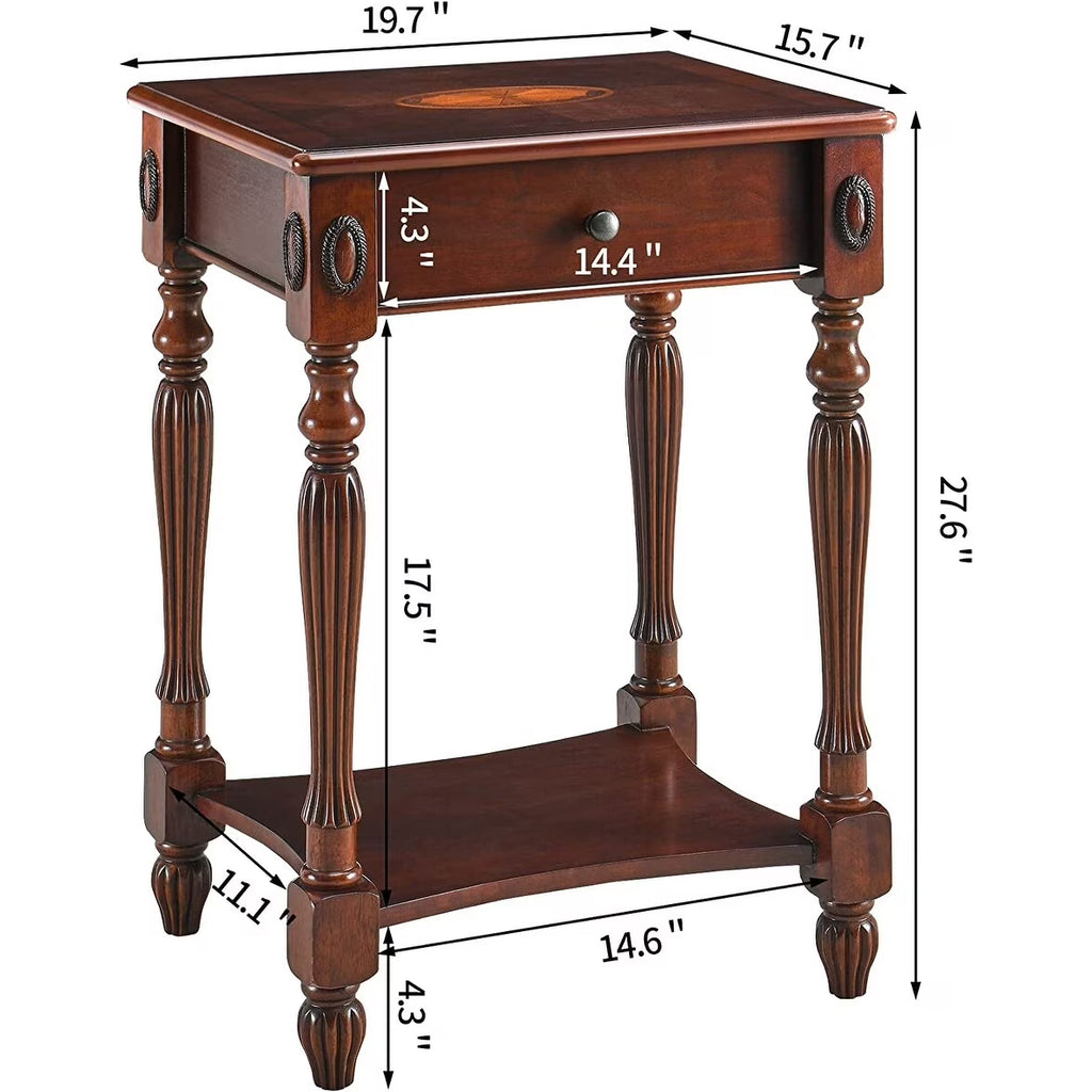 Solid Wood Coffee Table Console Table with Storage Drawer Square Side Table End Tables