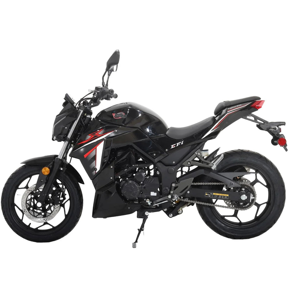 X-Pro Python 250 Electronic Fuel Injection Gas Motorcycle with Manual Transmission, Electric Start! 17" Wheels! Assembled In Crate!