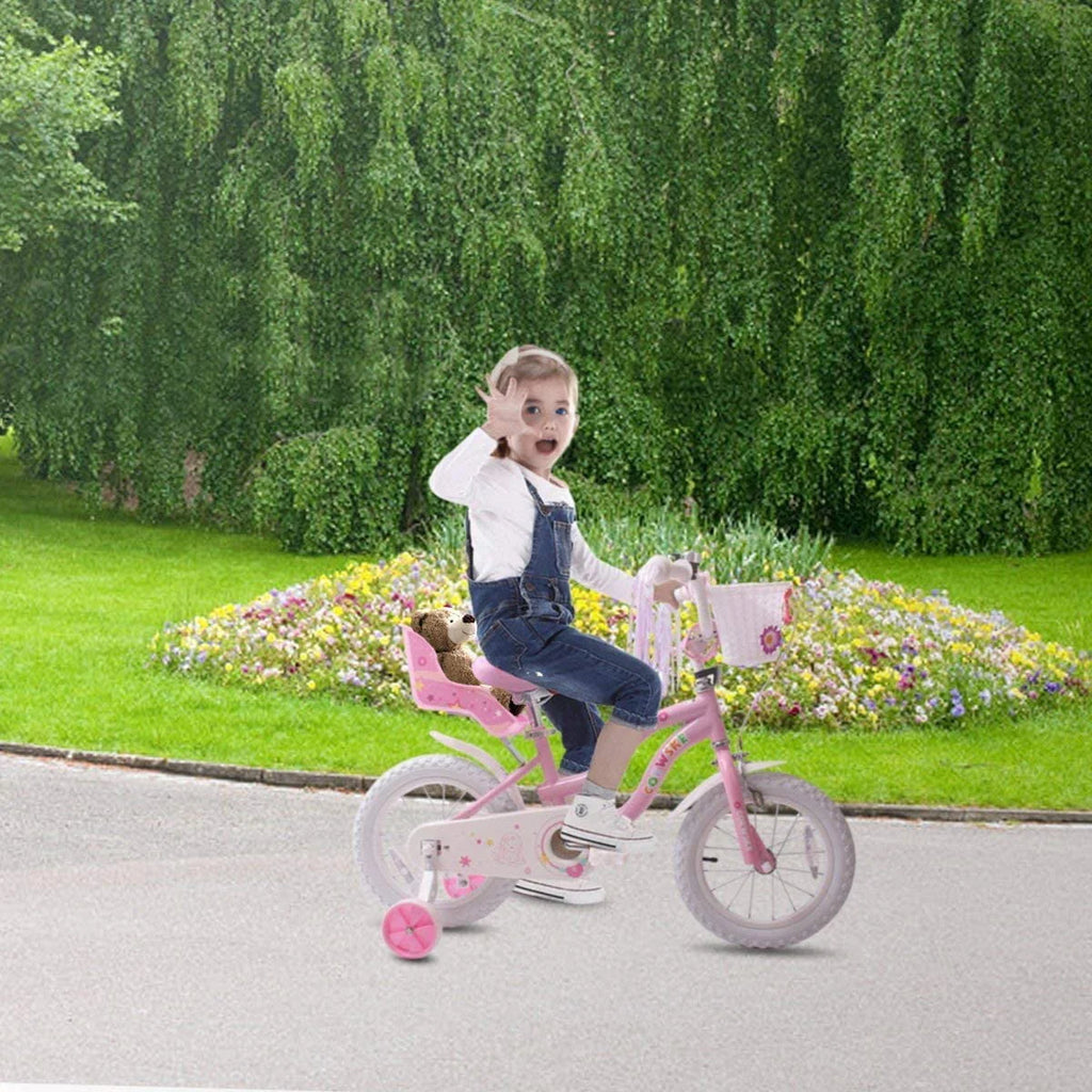 Coewske Princess Kids Bike 14 inch Boys Girls Bicycle with Training Wheels, Pink
