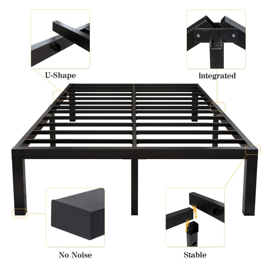 yookare 18" 4000lbs Heavy Duty Platform Metal Bed Frame, Queen