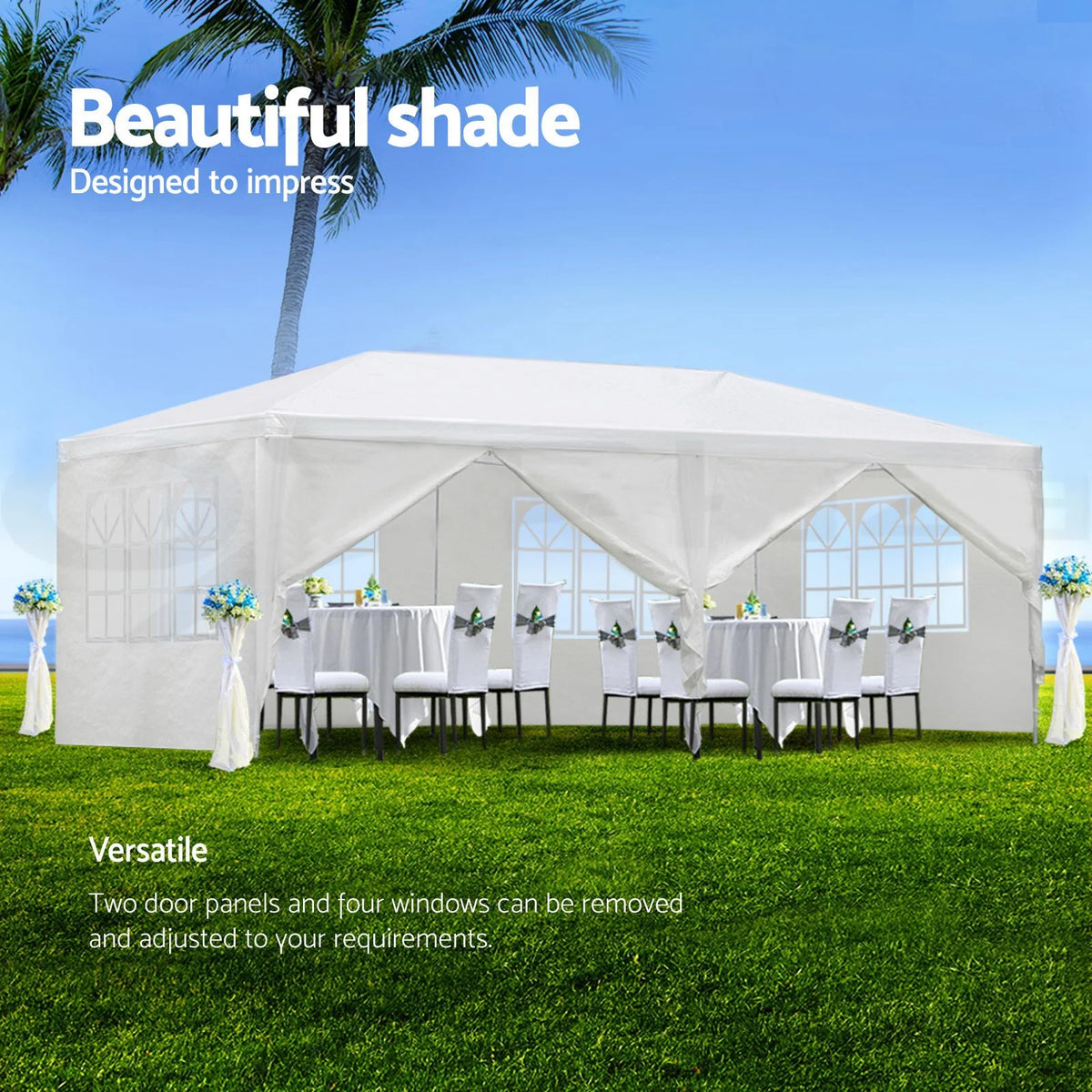 10'x20' Canopy Tent Wedding Party Outdoor Gazebo with 6 Removable Sidewalls for Weddings and Events