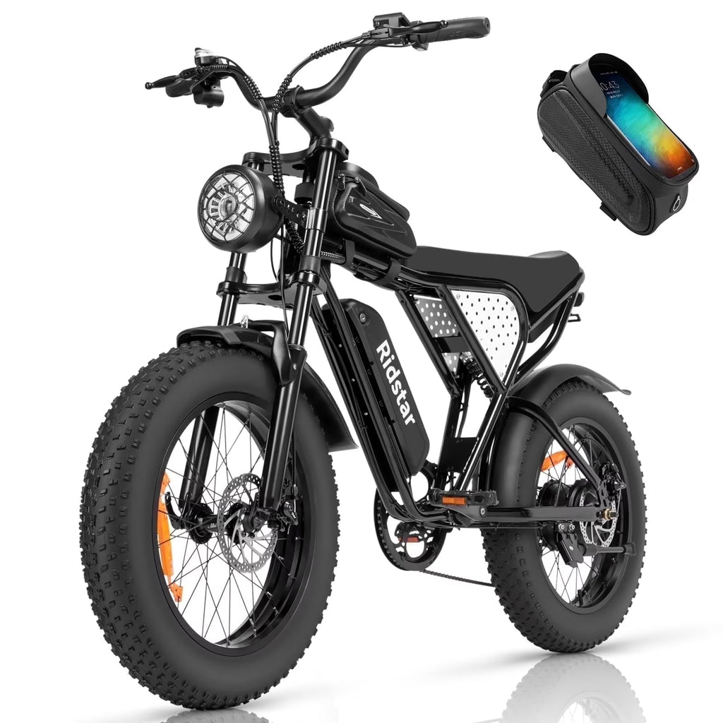 Ridstar 1500W Electric Bike for Adults,33MPH 48V 20Ah Electric Bicycle ,20" Fat Tire Full Suspension Mountain Bike UL2849